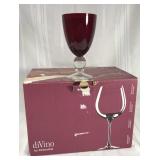Six diVino red glass goblets in box