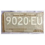 Pair of unused 1970 Michigan license plates