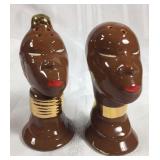 Tribal ceramic salt and pepper shakers