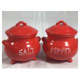 Vintage ceramic red salt and pepper shakers