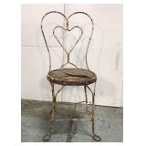 Antique twisted metal heart chair