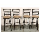 Set of four swivel barstool chairs