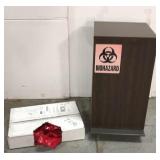Biohazard waste bin with box of bags