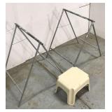 Metal folding sawhorses and stepstool