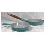 Two Le Creuset cast iron enamelware pans