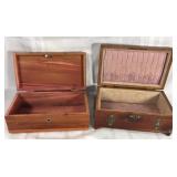Two vintage cedar jewelry boxes