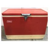 Vintage Coleman red metal cooler
