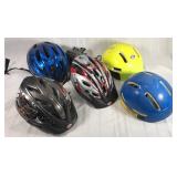 Lot of 5 bicycle helmets