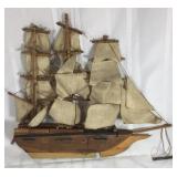 Primitive wooden sailboat model