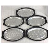 Nordic Ware Metal platter and wood holder set