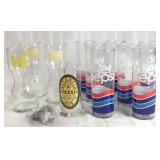 Tab and diet Pepsi collectors glasses lot