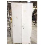 Tall metal storage cabinet