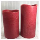 Oversized red candle duo