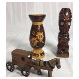 Three wooden trinkets