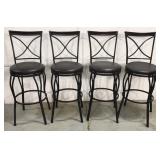 Set of four swivel barstool chairs