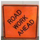 Road work ahead sign
