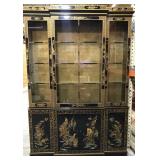 Gold stenciled black China cabinet