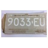Pair of unused 1970 Michigan license plates