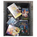 Tub of VHS and DVDs