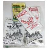 Disposable tablecloths and skirts
