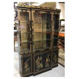Gold stenciled black China cabinet