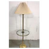 Brass pedestal floor lamp