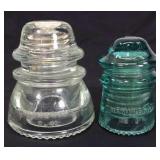 Glass railroad insulator duo
