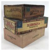 Three old cigar boxes