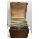 80 classic rock records in wood chest