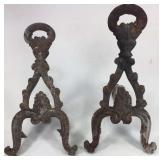 Antique cast iron fireplace andirons