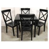 Black wood drop leaf table & chairs