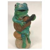 Cement guitar playing frog garden statue