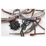 Vintage bead belts, beetle buckle & bolo ties