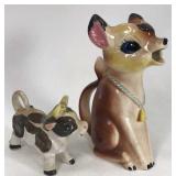 Two vintage ceramic cows