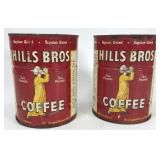 Two old Hills Bros coffee cans