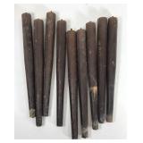 Nine salvaged MCM furniture legs