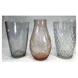 Cut glass vase trio