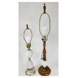 Vintage milk glass hobnail table lamps