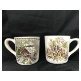 Pair of transferware mugs