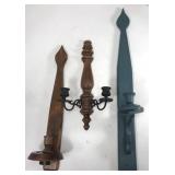 Three rustic candle holders