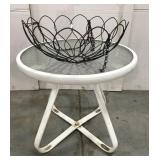 Patio table and wire plant hanger