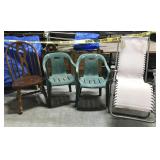 Blowout lot: wood chair, 2 patio chairs, chaise
