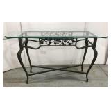 Cast metal glass top sofa table