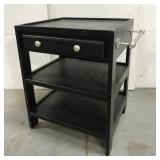 Solid wood wash table w/ metal towel bar