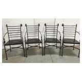 Set of four metal + wood seat chairs