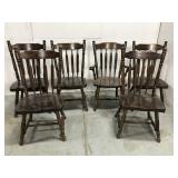 Set of six solid wood dining chairs