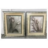 Pair of framed floral art