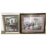 Outdoor scenes framed artwork pair