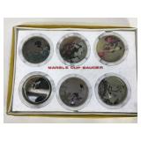 Marble cup saucer coaster set