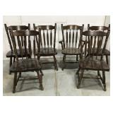 Set of six solid wood dining chairs